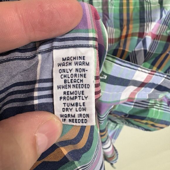 Ralph Lauren S/S Button Front Classic Shirt Blue Green Red Plaid L Preppy Summer - Picture 6 of 6